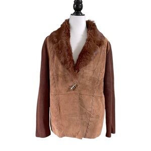 Nygard Suede Rabbit Fur Collar Jacket US L/14-18